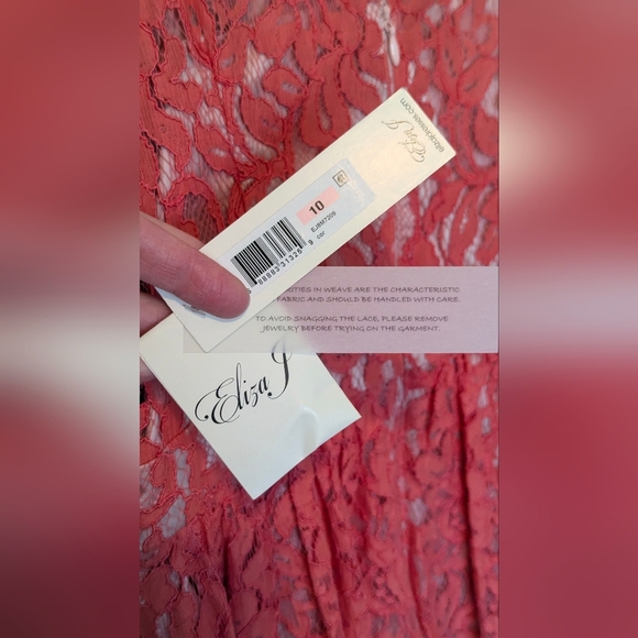 Eliza J Womens Cocktail Dress Size 10 Coral Lace Fit Flare Swing Wedding Guest - Picture 4 of 6